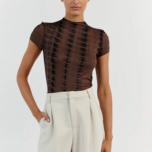 Dissh Beau Choc Tie die cap sleeve shirt